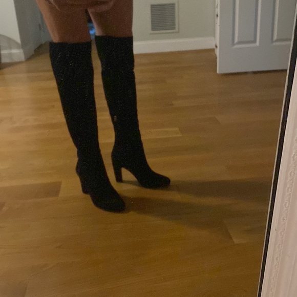 Ann Taylor Loft Black Over the Knee SUEDE Boots, Size 8.5 - Picture 13 of 16